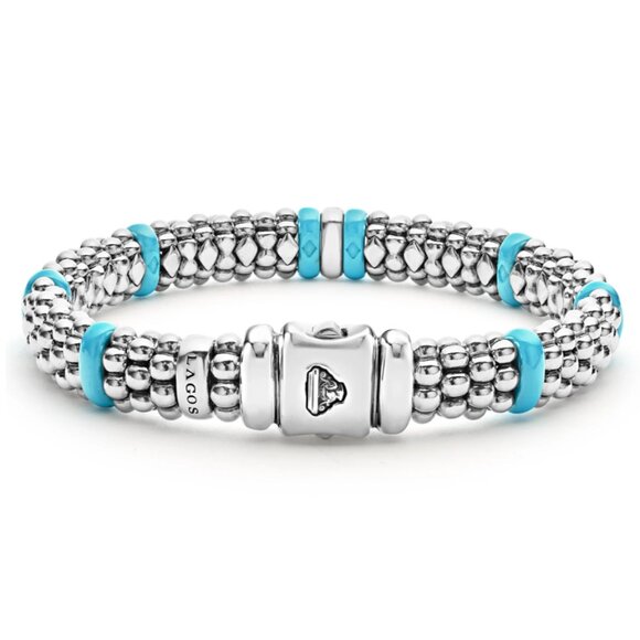 Blue Caviar Blue Single Station Diamond Caviar Bracelet | 9mm from Lagos Sz M(7) - Picture 4 of 11